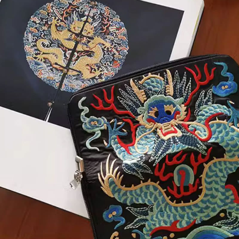 Sac à main brodé Bête mythique | Dragon Phénix Qilin 23 cm