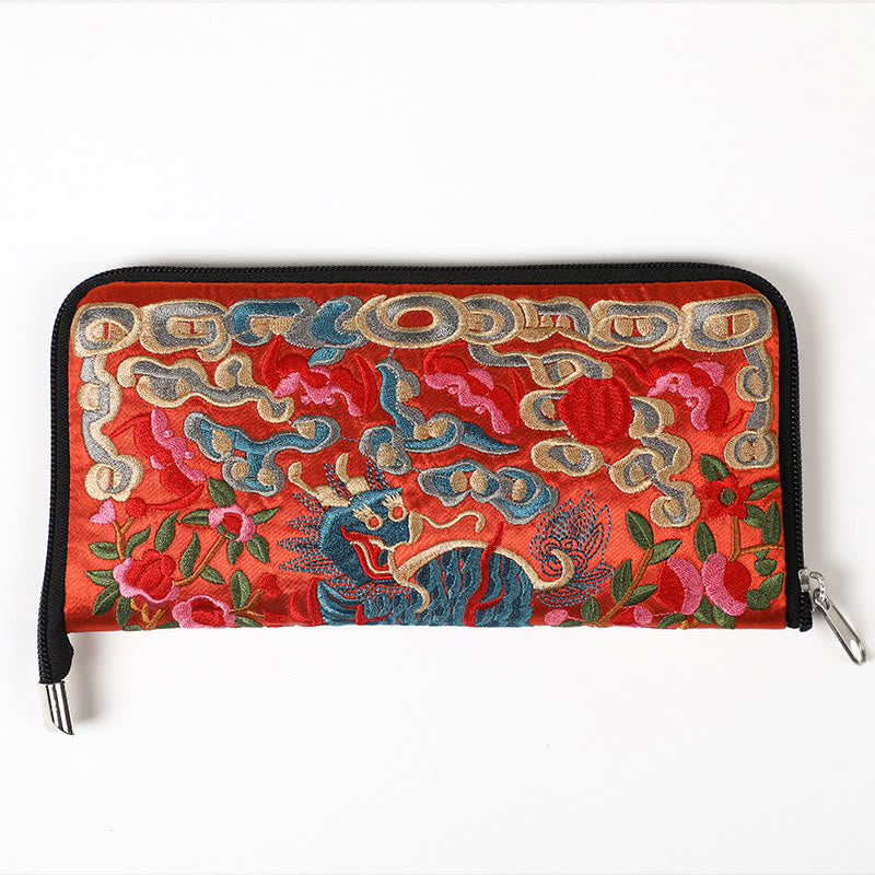 Sac à main brodé Bête mythique | Dragon Phénix Qilin 23 cm