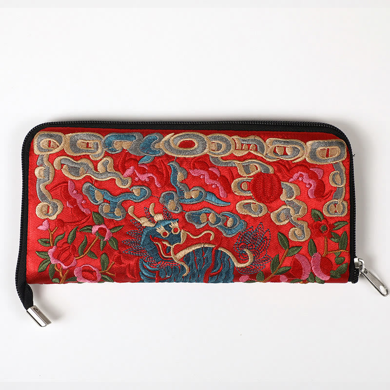 Sac à main brodé Bête mythique | Dragon Phénix Qilin 23 cm