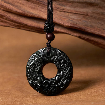 Collier de jade noir-vert Nanyang pour la protection et le calme