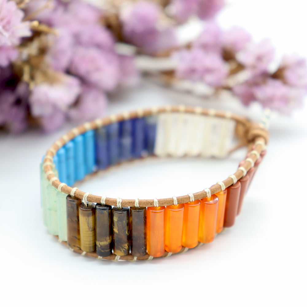 Natural 7 Chakra Healing Bracelet Adjustable 16-26cm