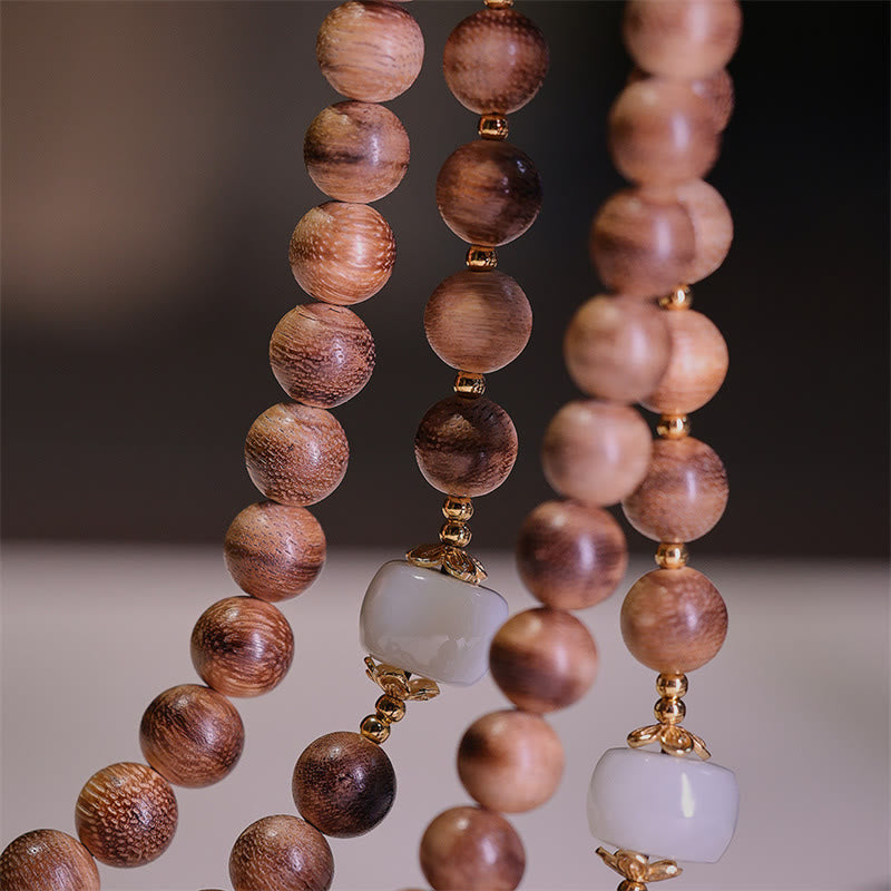 Bracelet en bois d'agar et jade ambré naturel pour l'équilibre et la protection