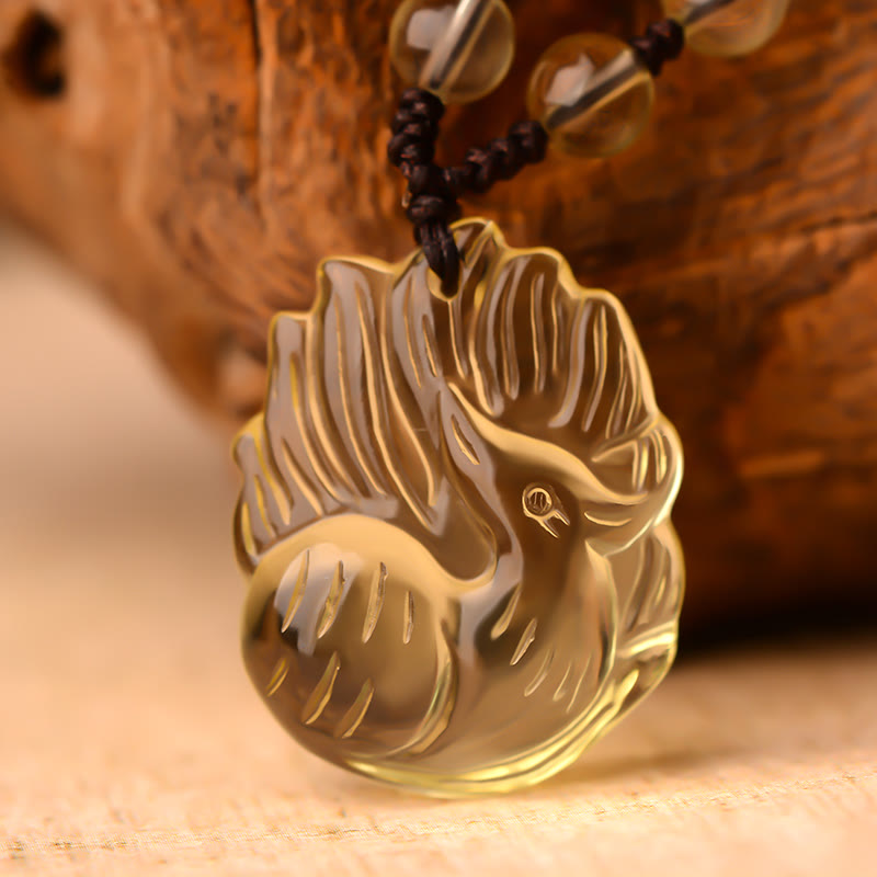 Collier porte-bonheur en améthyste naturelle avec renard à neuf queues