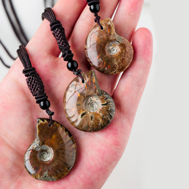 Collier pendentif de méditation en ammonite naturelle pour la guérison
