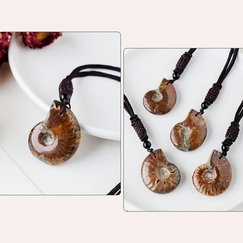 Collier pendentif de méditation en ammonite naturelle pour la guérison
