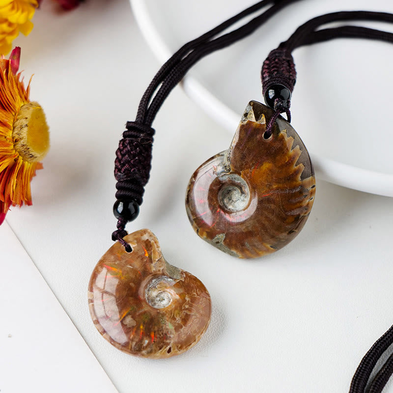 Collier pendentif de méditation en ammonite naturelle pour la guérison