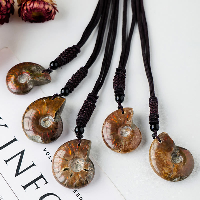 Collier pendentif de méditation en ammonite naturelle pour la guérison