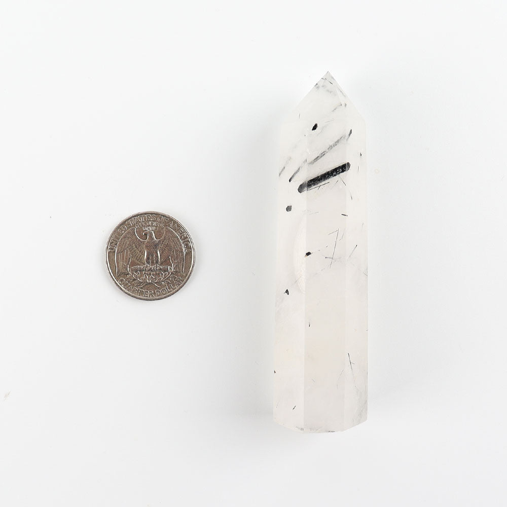 Natural Black Tourmaline Quartz Tower 2.5-4" Polished Point