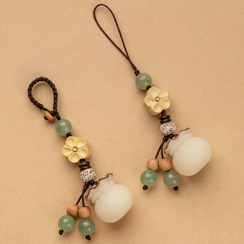 Porte-clés porte-monnaie en graines de Bodhi naturelles pour la prospérité