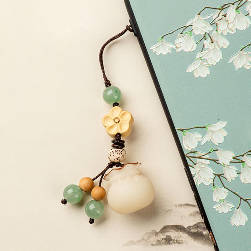 Porte-clés porte-monnaie en graines de Bodhi naturelles pour la prospérité