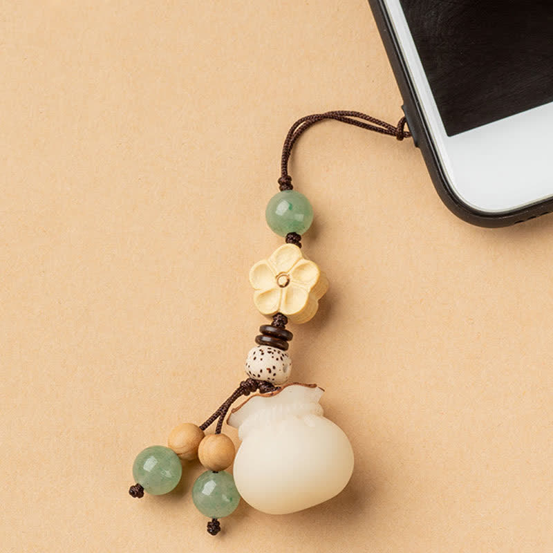 Porte-clés porte-monnaie en graines de Bodhi naturelles pour la prospérité