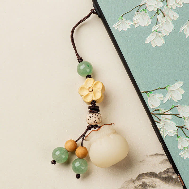 Porte-clés porte-monnaie en graines de Bodhi naturelles pour la prospérité