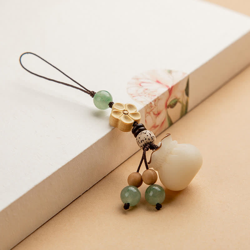 Porte-clés porte-monnaie en graines de Bodhi naturelles pour la prospérité