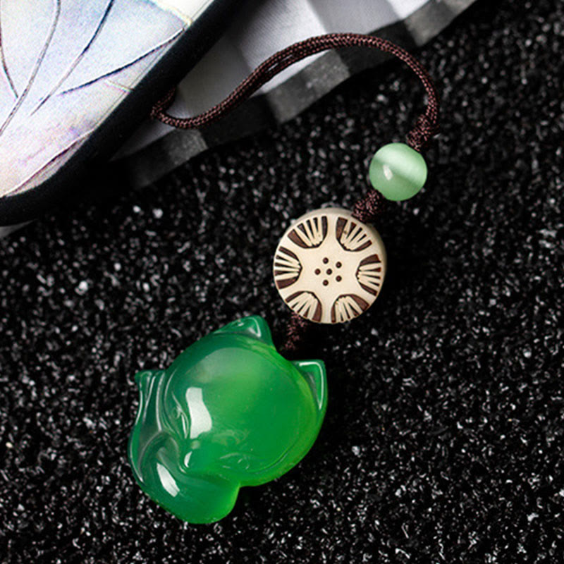 Décoration Zen à Suspendre en Calcédoine Naturelle Fox Harmony