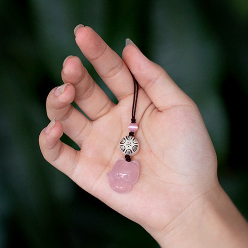 Décoration Zen à Suspendre en Calcédoine Naturelle Fox Harmony