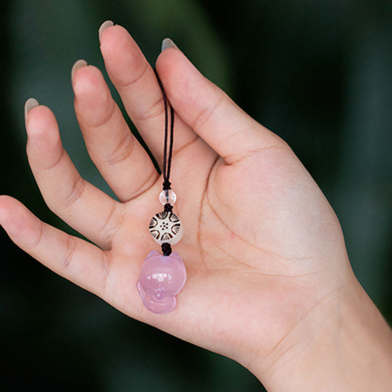 Décoration Zen à Suspendre en Calcédoine Naturelle Fox Harmony