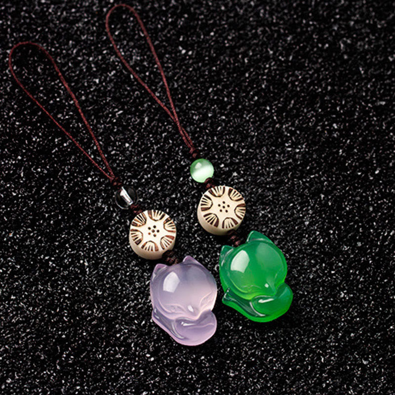 Décoration Zen à Suspendre en Calcédoine Naturelle Fox Harmony