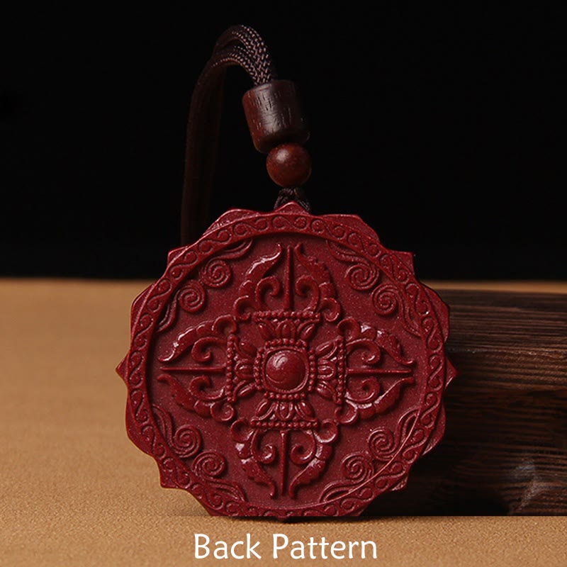 Collier pendentif naturel cinabre Lotus Om Mani Padme Hum | Protection