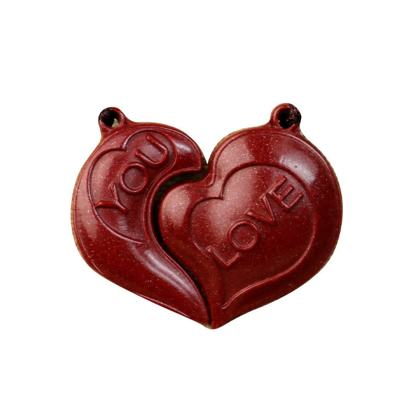 Collier de bénédiction en cinabre naturel avec cœur d'amour
