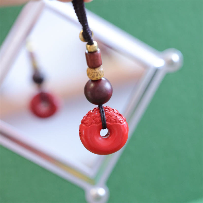 Porte-clés PiXiu Peace Buckle en cinabre naturel pour bénédictions