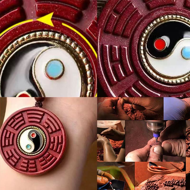 Pendentif Yin Yang en cinabre naturel pour la protection et l'équilibre