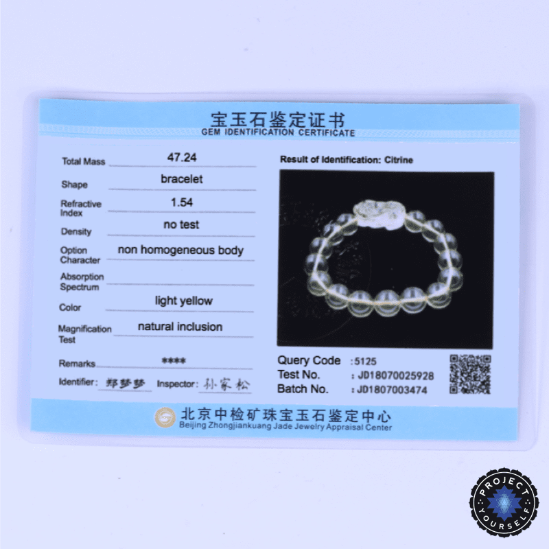 Bracelet de richesse en citrine naturelle Pi Xiu