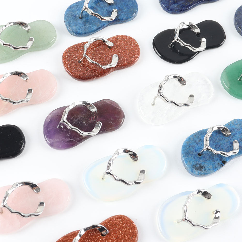Natural Clear Quartz Mini Crystal Slippers Pendant 1.65 Inches
