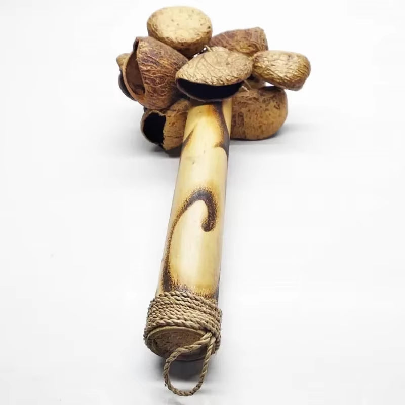 Fruit Shell Hand Bell Yoga Meditation Natural Seed Shell Healing Sound Beam Bells Rod Therapy Musical Percussion Instruments