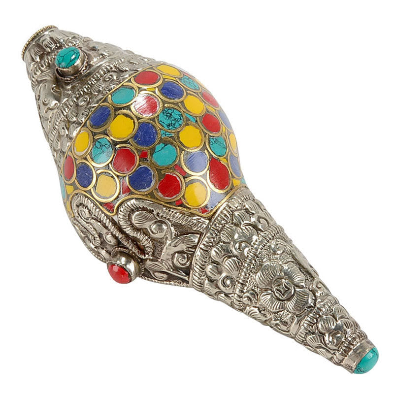 Décoration naturelle et colorée en coquille de conque Shankha pour décoration zen