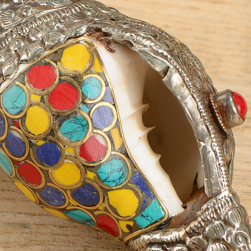 Décoration naturelle et colorée en coquille de conque Shankha pour décoration zen