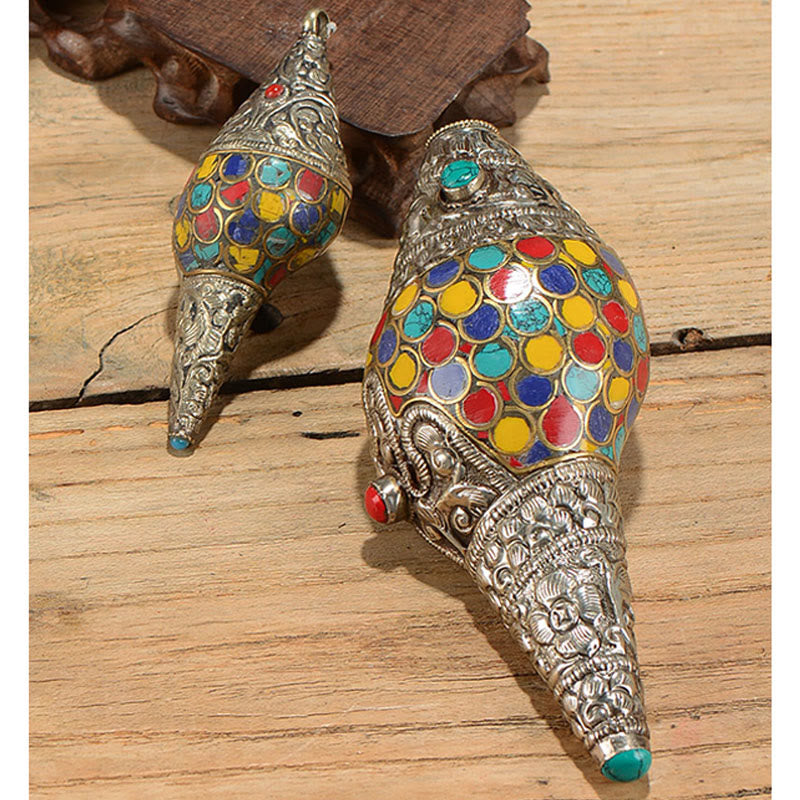 Décoration naturelle et colorée en coquille de conque Shankha pour décoration zen