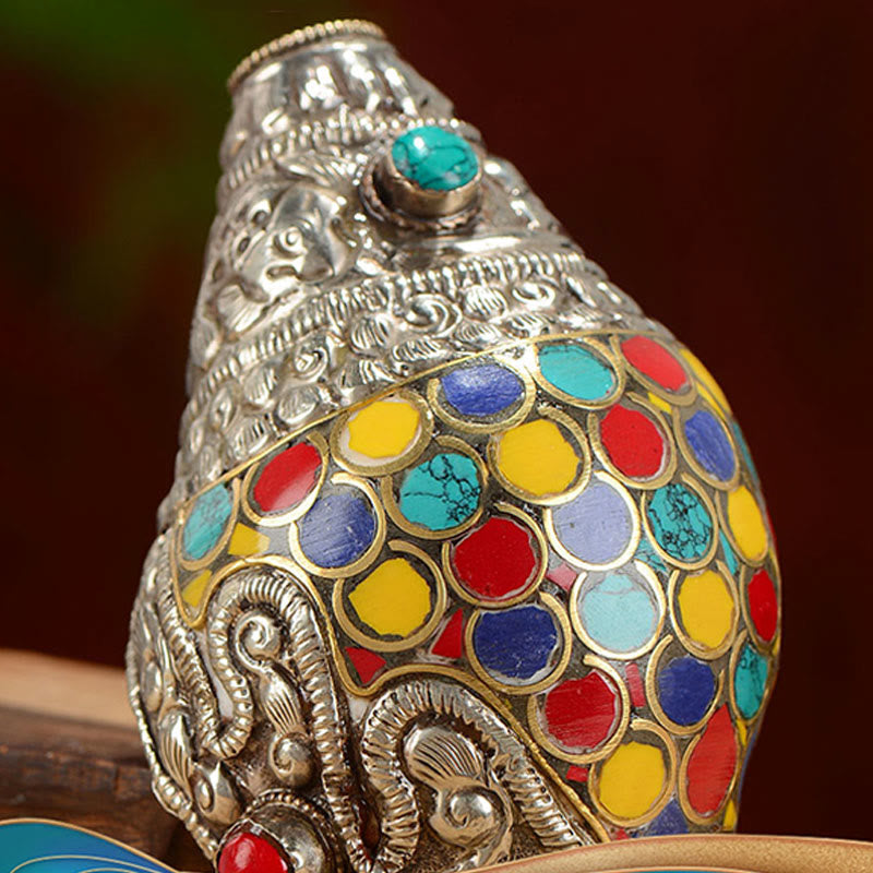 Décoration naturelle et colorée en coquille de conque Shankha pour décoration zen