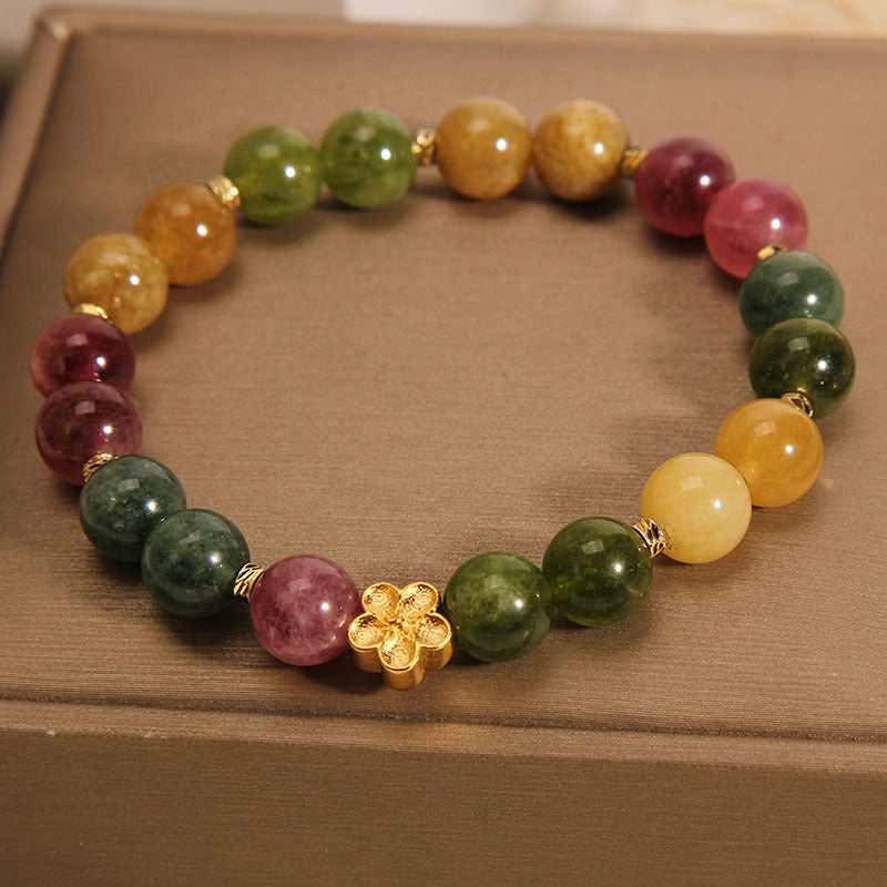 Bracelet spirituel positif en tourmaline colorée naturelle 14-16 cm