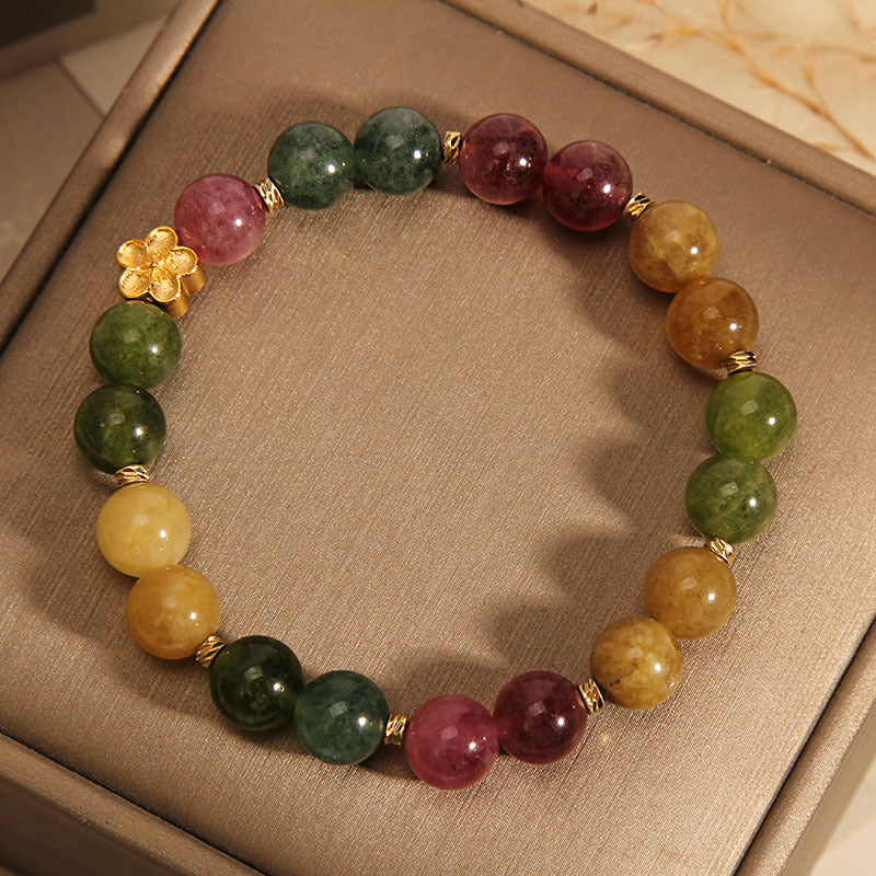 Bracelet spirituel positif en tourmaline colorée naturelle 14-16 cm