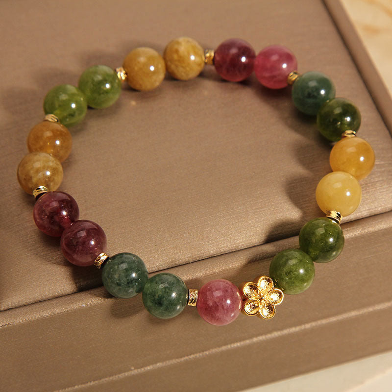 Bracelet spirituel positif en tourmaline colorée naturelle 14-16 cm