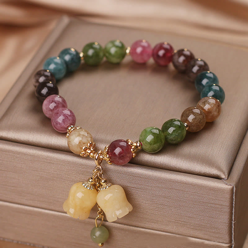 Bracelet d'amour spirituel en tourmaline colorée naturelle