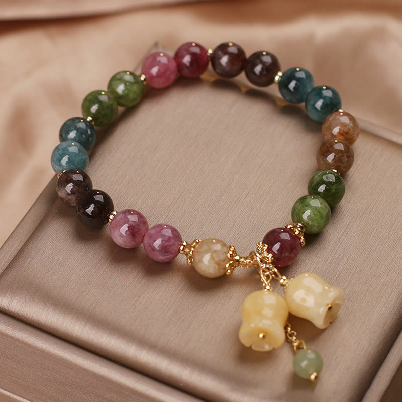 Bracelet d'amour spirituel en tourmaline colorée naturelle