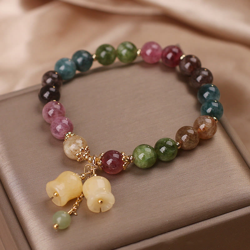 Bracelet d'amour spirituel en tourmaline colorée naturelle