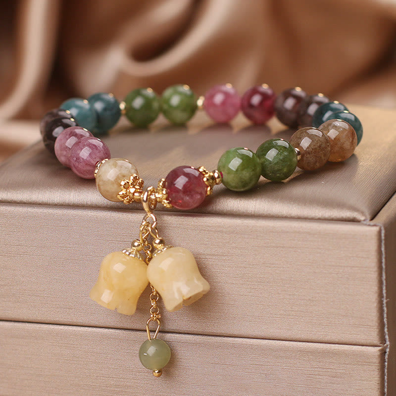 Bracelet d'amour spirituel en tourmaline colorée naturelle