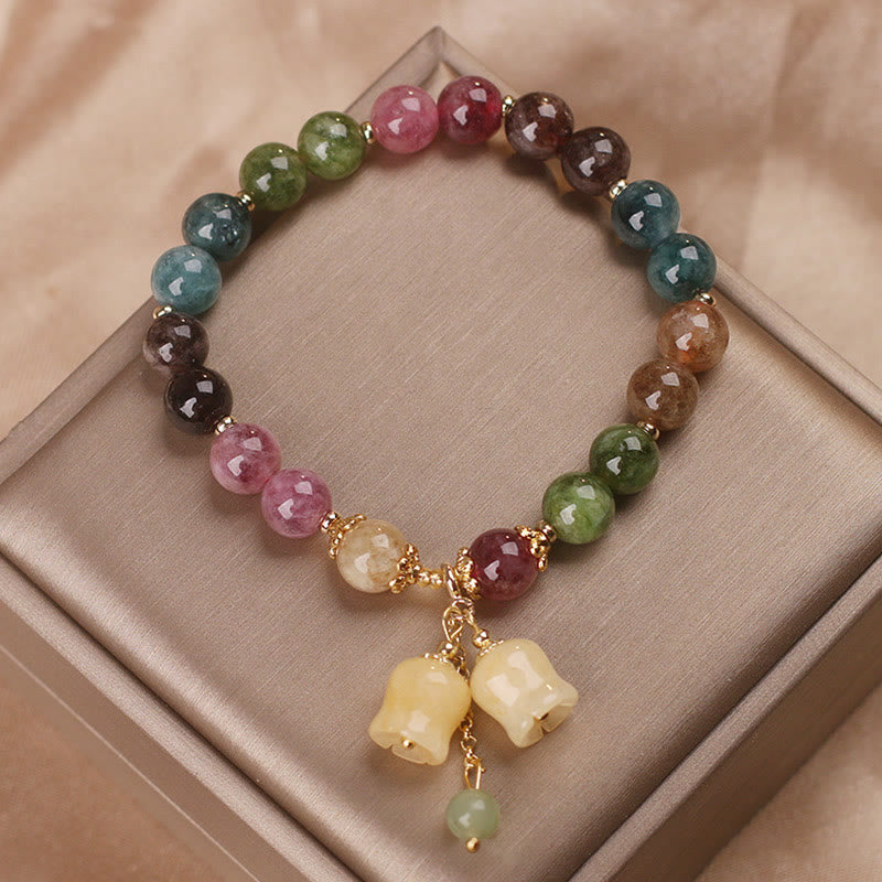 Bracelet d'amour spirituel en tourmaline colorée naturelle