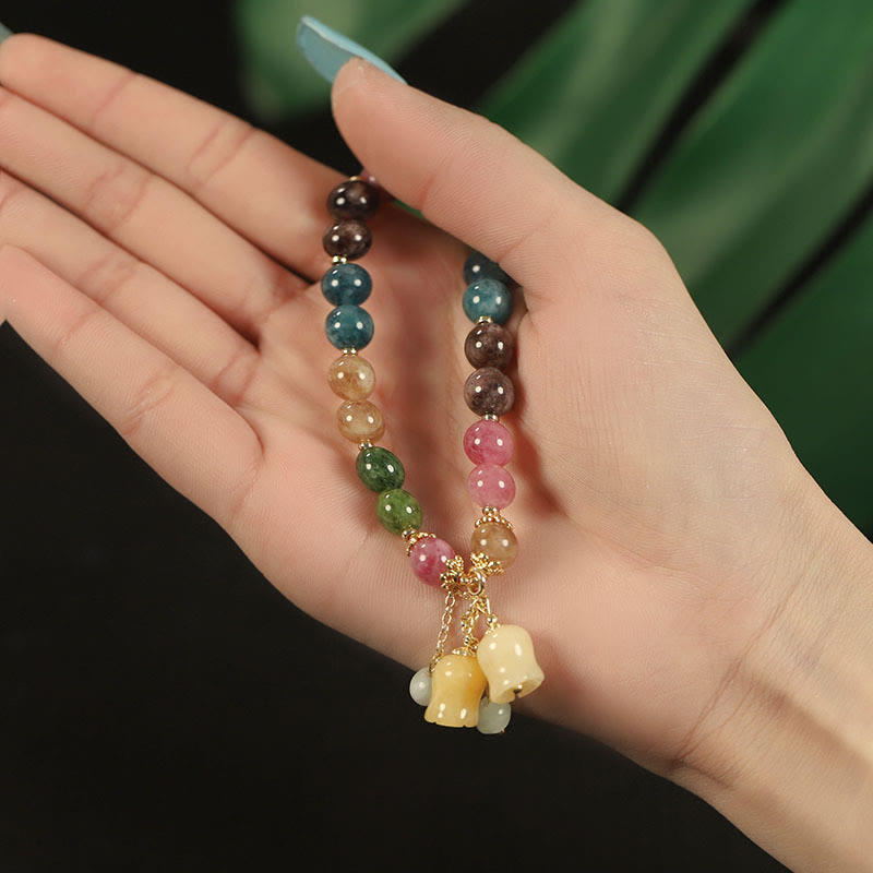 Bracelet d'amour spirituel en tourmaline colorée naturelle