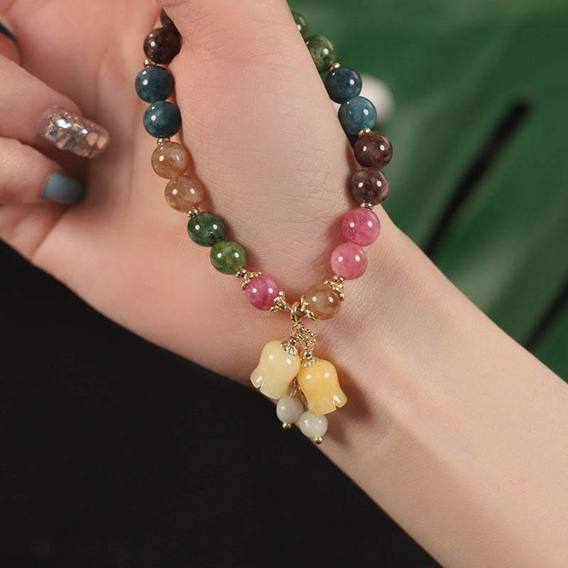 Bracelet d'amour spirituel en tourmaline colorée naturelle