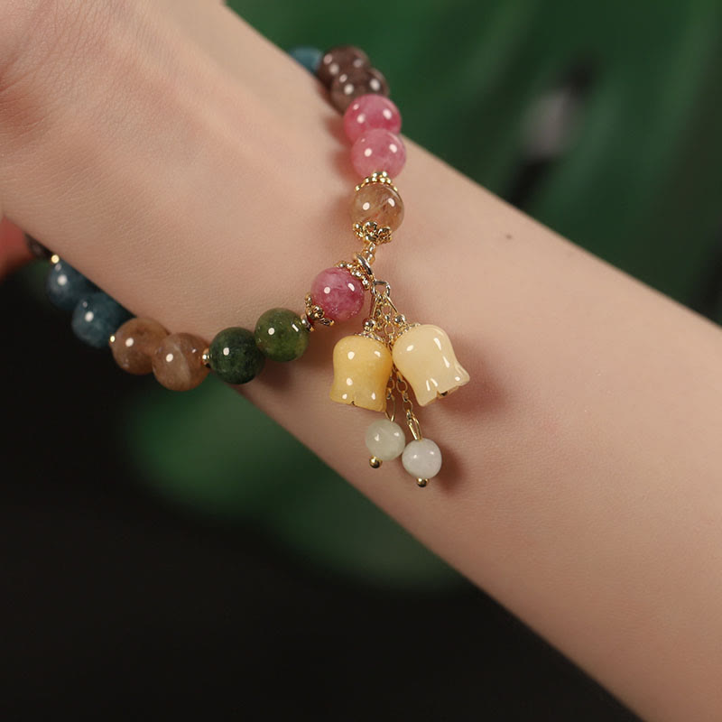 Bracelet d'amour spirituel en tourmaline colorée naturelle