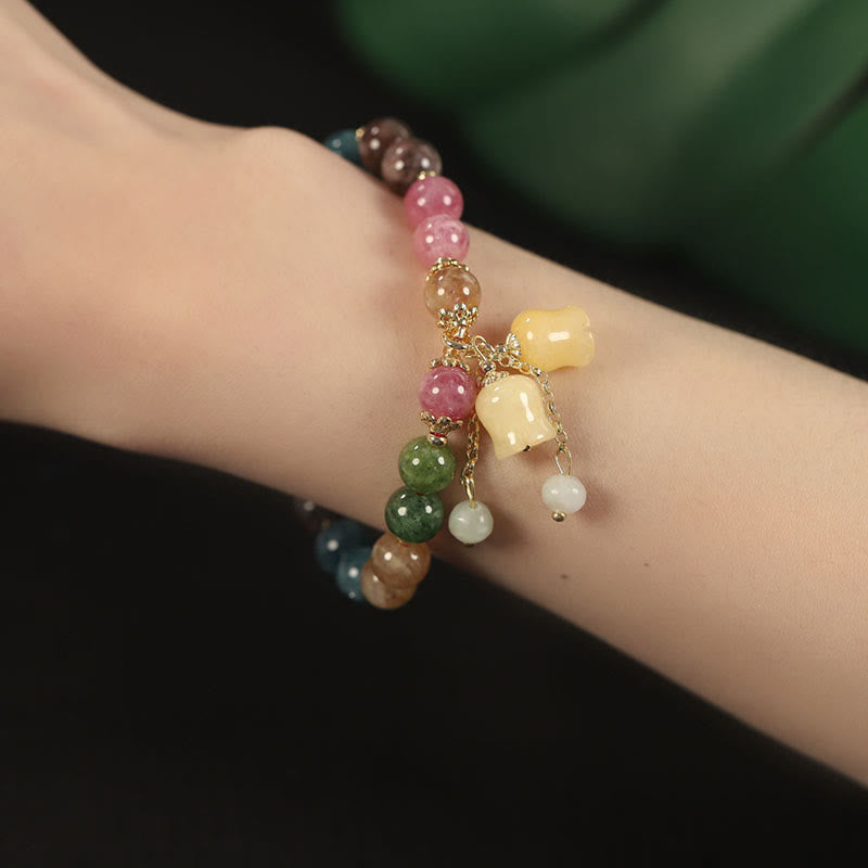 Bracelet d'amour spirituel en tourmaline colorée naturelle