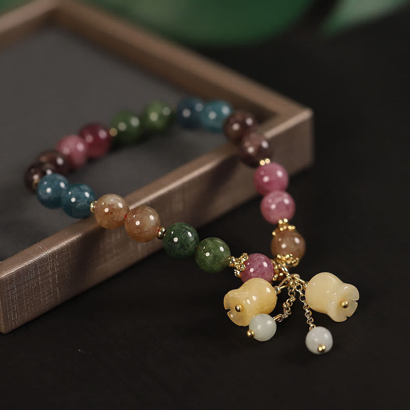 Bracelet d'amour spirituel en tourmaline colorée naturelle