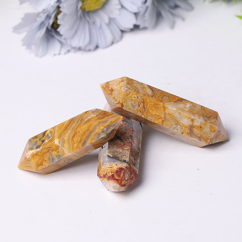 Natural Crazy Agate Double Terminated Crystal Point 2.4-4.5 inches Healing