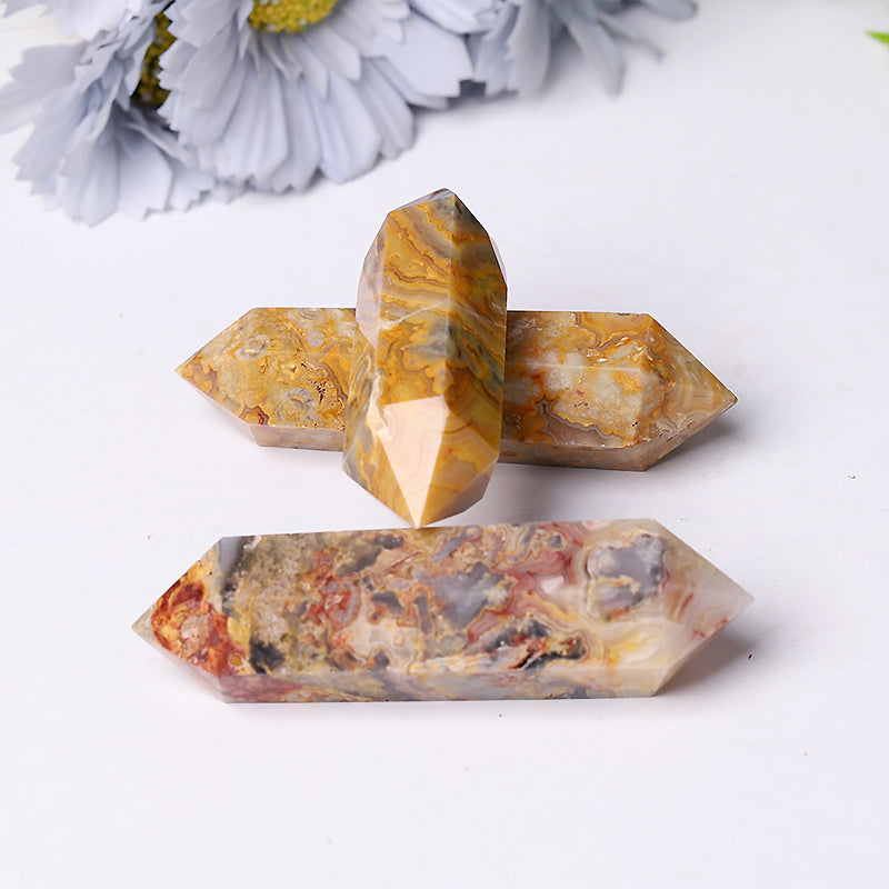 Natural Crazy Agate Double Terminated Crystal Point 2.4-4.5 inches Healing