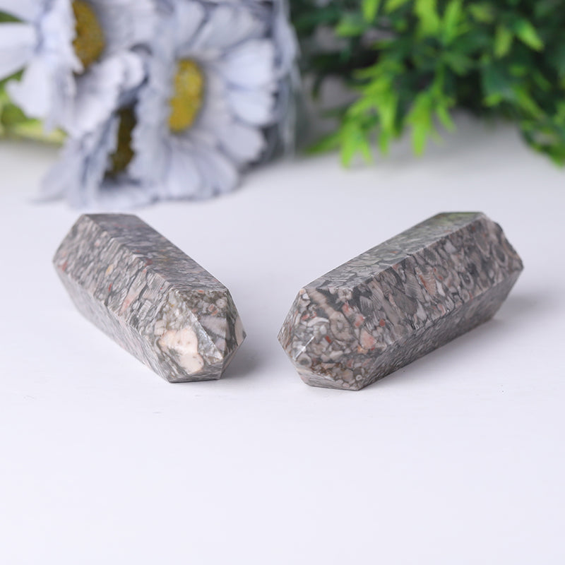 Natural Crinoid Fossil Jasper Crystal Tower 2.4-4.5 Inch Healing