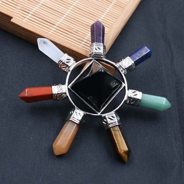 Générateur d'énergie de pyramide de chakra à cristaux naturels