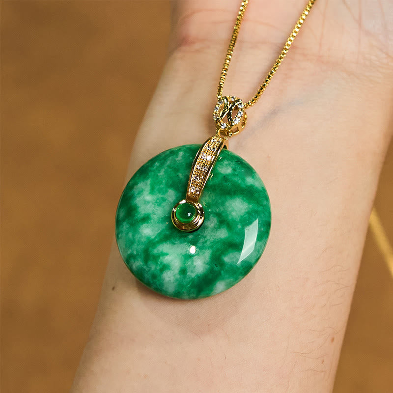 Collier de guérison avec boucle de paix en jade cyan naturel